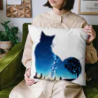 猫との風景の星空と猫_005 Cushion