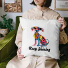 G.O.A.T.designのカラフルな模様を身に纏った犬 Cushion