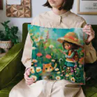 AQUAMETAVERSEのお花畑に囲まれる猫ちゃんと私 アメジスト 2846 Cushion