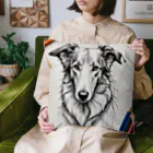 マニーのわんちゃんグッズの ボルゾイ（犬）をモチーフにしたわんちゃんNo.2 Cushion