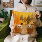 まみおデザインの紅葉の中のハリネズミくん Cushion