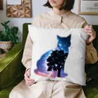 猫との風景の星空と猫_008 Cushion