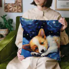 Dog Art Museumの【星降る夜 - ウェルシュコーギー犬の子犬 No.2】 クッション