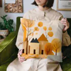 まみおデザインの黄葉の家並み Cushion