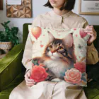 Y m @Y's shopの猫と薔薇 Cushion