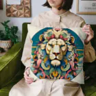 chaochao0701の浮世絵風　ライオン（顔）"Ukiyo-e style lion (face)."  "浮世繪風格的獅子（臉）。" クッション