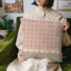 So湖いらの「びわこチェックレース柄」クッション Cushion