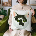 segasworksのねこさんのお顔（白黒ねこ） Cushion