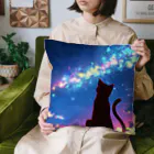 猫との風景の風景_星空と猫001 クッション