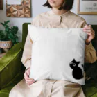 グニャグニャ偏頭痛の見返り黒猫 Cushion