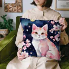 星降る夜にのsakura cat2 Cushion