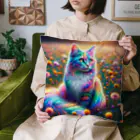 momonekokoの虹色に輝く優雅な猫 Cushion