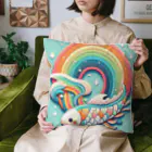 🌈七色の世界🌈の虹の海を泳ぐコイちゃん Cushion