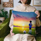 musashiyaの夕日とサッカー少年 クッション