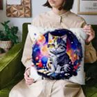 猫との風景のお座り猫と宇宙 Cushion