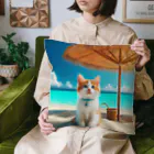 猫と紡ぐ物語の南国の海で一時のバカンスを楽しむ Cushion