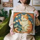 ゆまちゃんの開運雑貨屋さんの金運招く猫ミュシャ風 Cushion