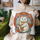 ゆまちゃんの開運雑貨屋さんのカモーンキャット？欧米の招き猫ミュシャ風 Cushion