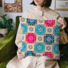 exeのタイル風の花柄模様 Cushion