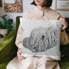 光平洋子のかしこいプーリー犬が振り向いた。puli illustration  Cushion