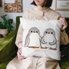 ヤママユ(ヤママユ・ペンギイナ)のふたごのジェンツーペンギン(ロゴあり) Cushion