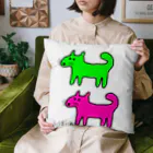 柴犬しばわんこhana873のしばいぬさんたち(ピンクと黄緑)柴犬さんたち Cushion