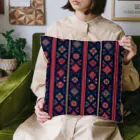IZANAMI by Akane Yabushitaのコーカサス絨毯・ストライプ（インディゴ） Cushion