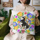 犬グッズの店しえるぶるーのパンジーのリース　黒柴 Cushion