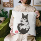 小鳥と映画館の加筆版 招き猫 ハチワレ Cushion