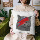 小鳥と映画館のDボウイのメイクをしたネコ Cushion