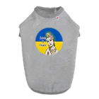 諭苑のSUZURI店のLove＆Peace観世音菩薩ウクライナ国旗背景 Dog T-shirt