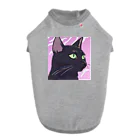 73GTCのかっこいい黒猫3 ドッグTシャツ