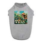 AQUAMETAVERSEのお花畑に囲まれる猫ちゃんと私 アメジスト 2846 Dog T-shirt