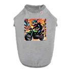 LEAD !のかわいくてクールなモンスターがアメリカンスタイルのバイクに乗っている様子 ドッグTシャツ