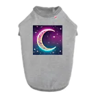 moonlightcatのグラデーションネオンカラームーン ドッグTシャツ