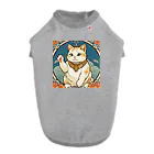 ゆまちゃんの開運雑貨屋さんの夜のミュシャ風招き猫 Dog T-shirt