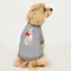 小さな星の庭の赤いリボンの犬 Dog T-shirt