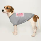 ペコりんショップのピンクフラワーバタフライ Dog T-shirt