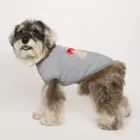 小さな星の庭の赤いリボンの犬 Dog T-shirt