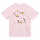 LittleLoroのSAKURA 0540 春桜 メジロ ヒヨドリ スズメ お花見日和 Dry T-Shirt