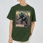 HappyFaceMarketのゴジラになりたい猫 CATZILLA Dry T-Shirt