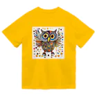 猫魚鳥時々犬等 arte♡のLucky Owl ♡ ドライTシャツ