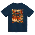 花日和 畳の金魚妖怪(白字) ドライTシャツ