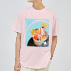 風の絵本のイチゴパフェうさぎクッキー ドライTシャツ