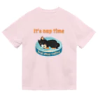 Teal Blue Coffeeのお昼寝の時間　-puppy teal- Dry T-Shirt