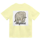 PALA's SHOP　cool、シュール、古風、和風、のelephant　　(backプリント）[一部表プリント」 ドライTシャツ