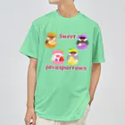 Lily bird（リリーバード）のぎゅっとマカロン文鳥ず ロゴ入り2 ドライTシャツ