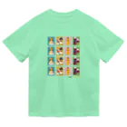 Quatre Illustrationのキャトル切手_お野菜ファッションショーA 4×4 ドライTシャツ