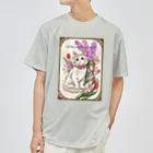 Ａｔｅｌｉｅｒ　Ｈｅｕｒｅｕｘの春の花々と猫　Fiori di Primavera Ⅲ ドライTシャツ