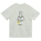 ビールとアート TM-3 Designの名画 × BEER（モナ・リザ）黒線画 Dry T-Shirt